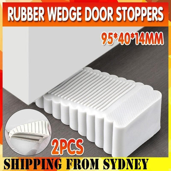 2Pcs Thick Rubber Wedge Door Stoppers Floor Carpet Heavy Duty Door Stop Security