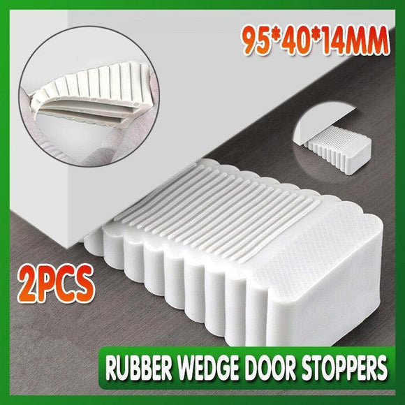 2Pcs Thick Rubber Wedge Door Stoppers Floor Carpet Heavy Duty Door Stop Security