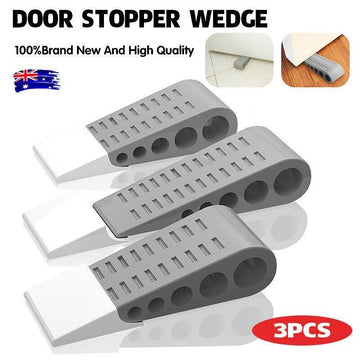 3Pcs Rubber Grip Wedge Door Stoppers Floor Carpet Heavy Duty Door Stop Security