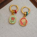2-Piece Multicolour Floral Drop Earring Pair-6