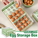 Double Layer Green Egg Storage Carton Drawer Fridge Organizer for Kitchen Use-1