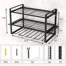 Wall Mounted Power Tool Rack Organiser, 3 Tier, Black, 1 Unit-7