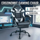 Black and White Gaming Chair with Footrest and Lumbar Support-1