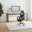 Black and White Gaming Chair with Footrest and Lumbar Support-15