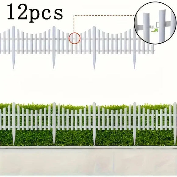 White Garden Edging Fence Panels 60 x 33 cm - 12 Pieces