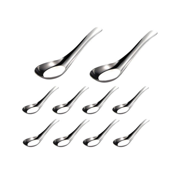 10pcs Stainless Steel Flat Bottom Spoon Household Kitchen Dining Soup Spoon Set