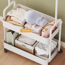 1-Piece Mobile Clothes Rack with Rail and Storage Baskets, White-7
