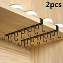 2-Piece Black Under-Shelf Cup Holder Rack Set-8