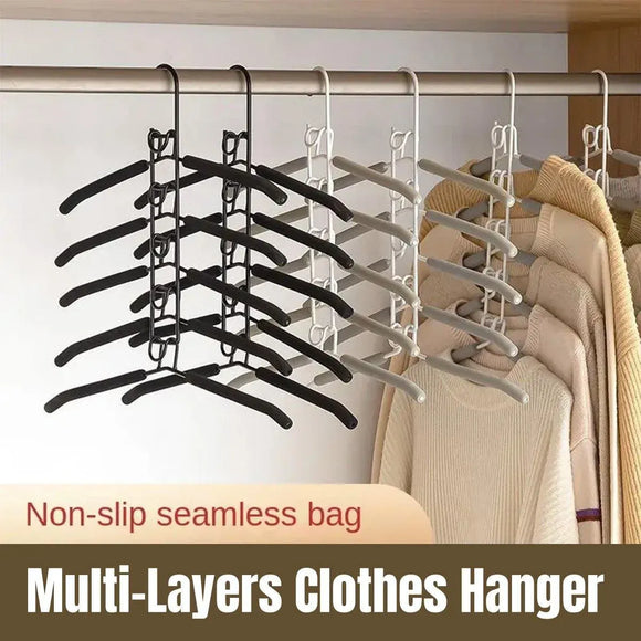 Space saving Multi layer Folding Hanger Hook Closet Organizer Clothes Rack - Black