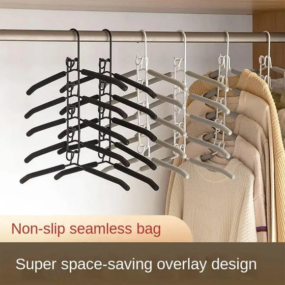 Space saving Multi layer Folding Hanger Hook Closet Organizer Clothes Rack - Black