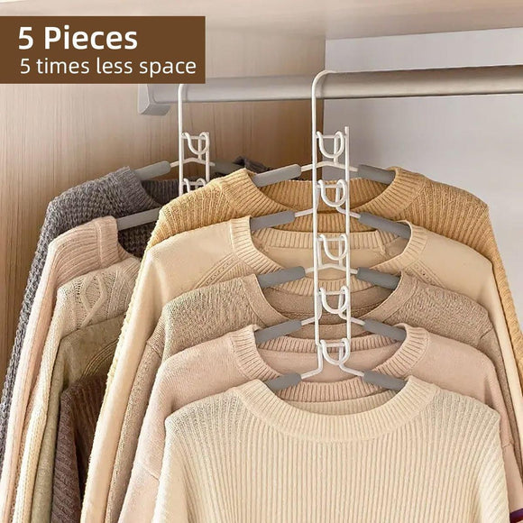 Space saving Multi layer Folding Hanger Hook Closet Organizer Clothes Rack - Black
