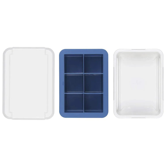 3-Piece 6-Cell Ice Cube Tray Set with Lid and Storage Container