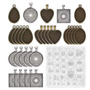 31 Pcs DIY Resin Casting Mould and Pendant Tray Kit for Jewellery Making-2