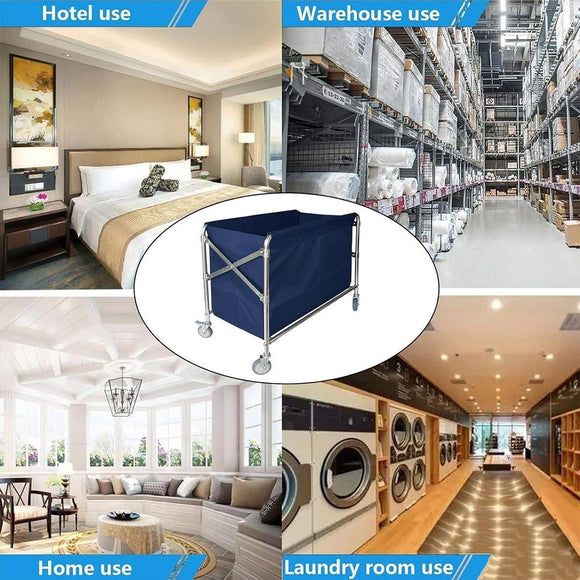 Folding Linen Trolley with Hand Push Design for Storage Room Cleaning Service