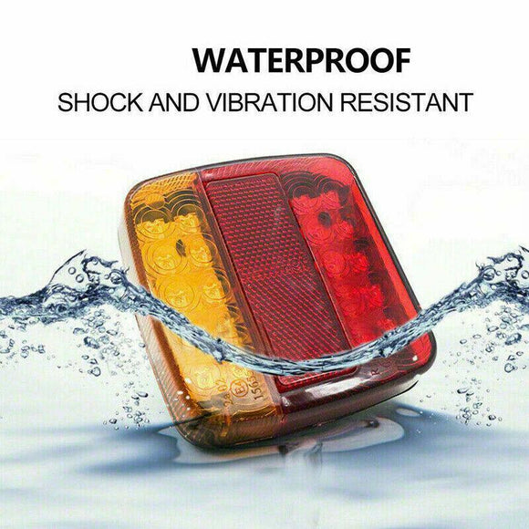 2X Square 26 Led Trailer Tail Lights Stop Brake Reverse Indicator Taillight Lamp