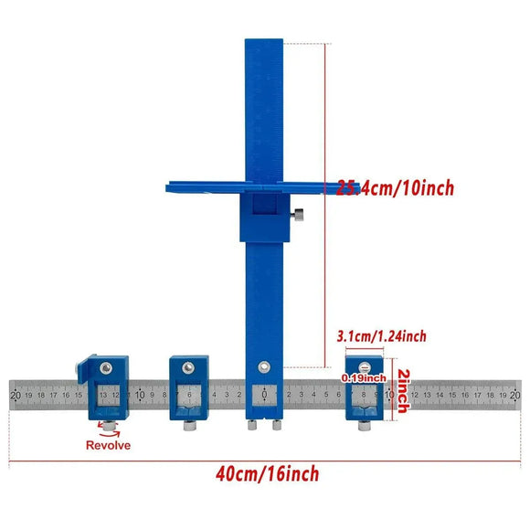 Furniture Carpentry Drill Guide Punch Locator Woodworking Hole Locator Ruler - Blue