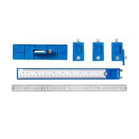 Furniture Carpentry Drill Guide Punch Locator Woodworking Hole Locator Ruler - Blue