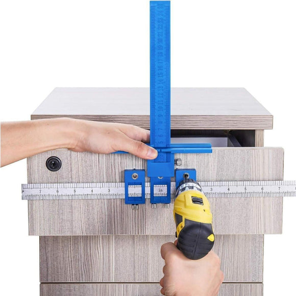 Furniture Carpentry Drill Guide Punch Locator Woodworking Hole Locator Ruler - Blue