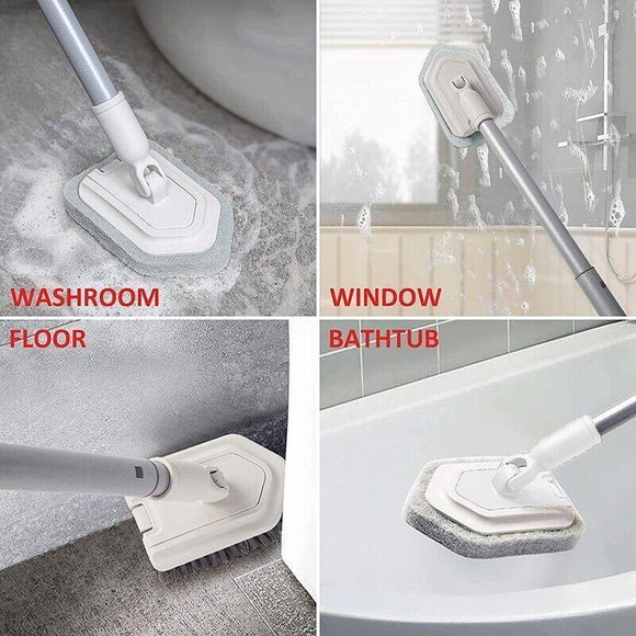 Long Handled Shower Scrub Brush with Extendable Pole for Bathroom Tiles