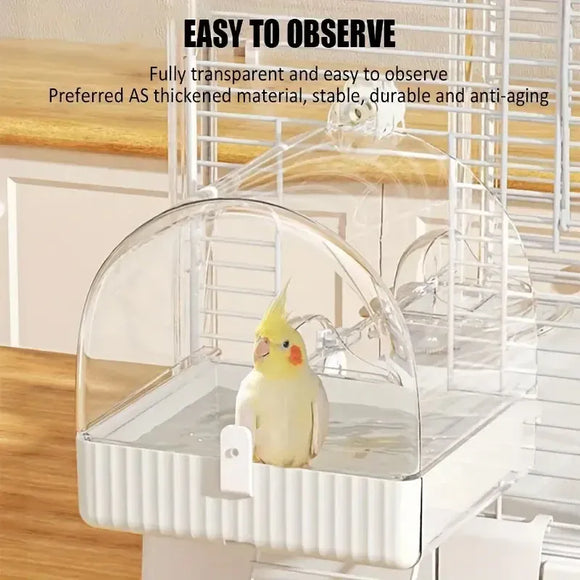 3in1 Parrot Bath Basin Bird Bathtub Cage or Accessory Pet Bird Feeder Water Bowl - Overdress