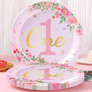 96-Piece First Birthday Floral Tableware Pack for 24 Place Settings-13