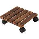 1-Piece Brown Rolling Plant Pot Stand with Four Castors, 25 x 25 cm-2