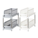 Bathroom Kitchen Sink Storage Rack Drawer Plastic Shelf Seasoning Holder - Grey-3