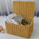 Storage Box Bedroom Organizer Faux Rattan Woven Basket with Lid Home-12