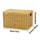 Storage Box Bedroom Organizer Faux Rattan Woven Basket with Lid Home-3