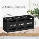 Black Three-Compartment Cutlery Organiser 25.5 x 8.7 x 11 cm - 1 Piece-3