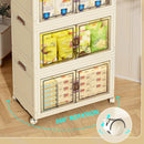 3 Tier Folding Storage Cabinet Shelf with Doors and Wheels for Home Office Dorm-8