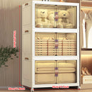 3 Tier Folding Storage Cabinet Shelf with Doors and Wheels for Home Office Dorm-3