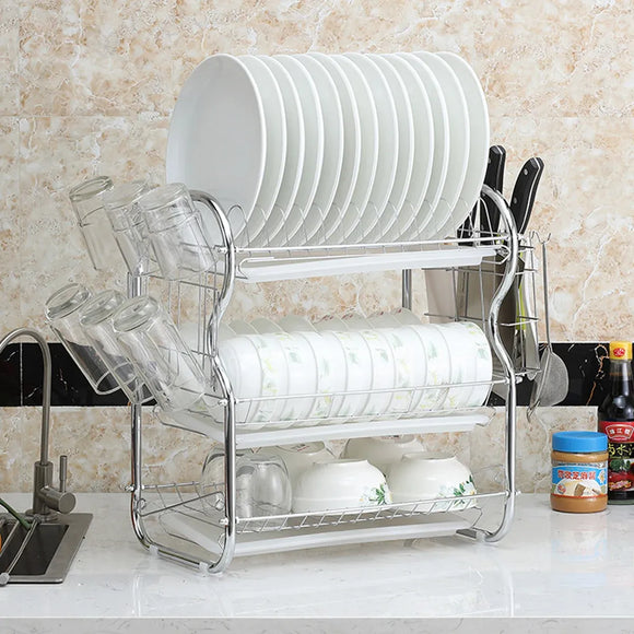Kitchen Bowl Dish Rack Drainer Storage Cutlery Holder Cupboard Organizer