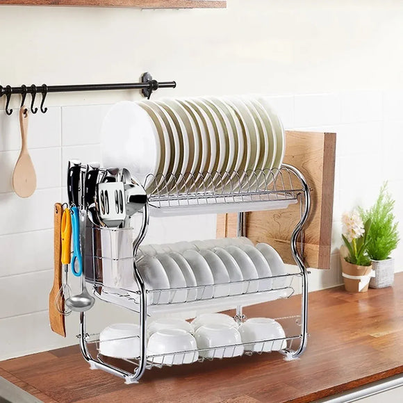 Kitchen Bowl Dish Rack Drainer Storage Cutlery Holder Cupboard Organizer