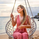 Beige Hanging Chair with Tassels and Two Rings - 1 Piece-4