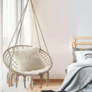 Beige Hanging Chair with Tassels and Two Rings - 1 Piece-8