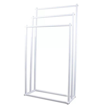 3 Tier Metal Towel Rack Freestanding 3 Bars Drying Shelf Holder Stand Organizer - 0