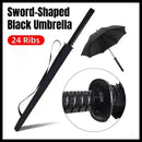 1-Piece Black 24-Rib Sword-Handle Straight Umbrella-1
