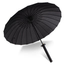 1-Piece Black 24-Rib Sword-Handle Straight Umbrella-2