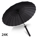1-Piece Black 24-Rib Sword-Handle Straight Umbrella-11