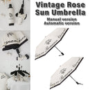 Vintage Rose UV Protection Automatic Manual Tri-fold Sun Rain Umbrella Sunshade - Automatic-1