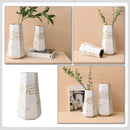 1 White Ceramic Vase with Gold-Coloured Wavy Detail, 13 x 11.5 x 25 cm-5