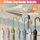 Large 16 Bone Automatic Umbrella Unisex Long Handle Dual Use Rain Sun Umbrella - White-2