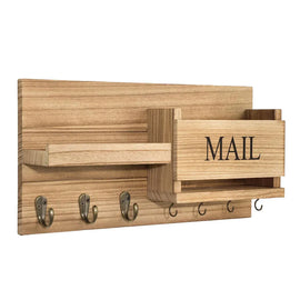 Wooden Wall Mounted Key Holder Storage Rack Door Hook Hanger Coat Rack Organizer - 0