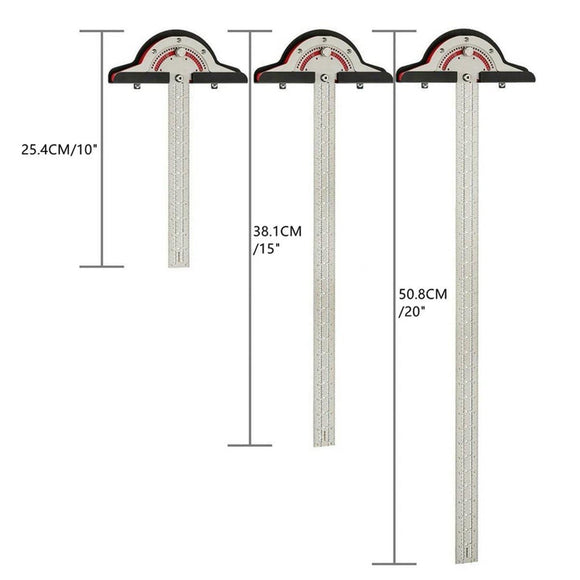 Woodworking Edge Ruler Protractor Angle Measuring Tool Carpenter - 15 inch