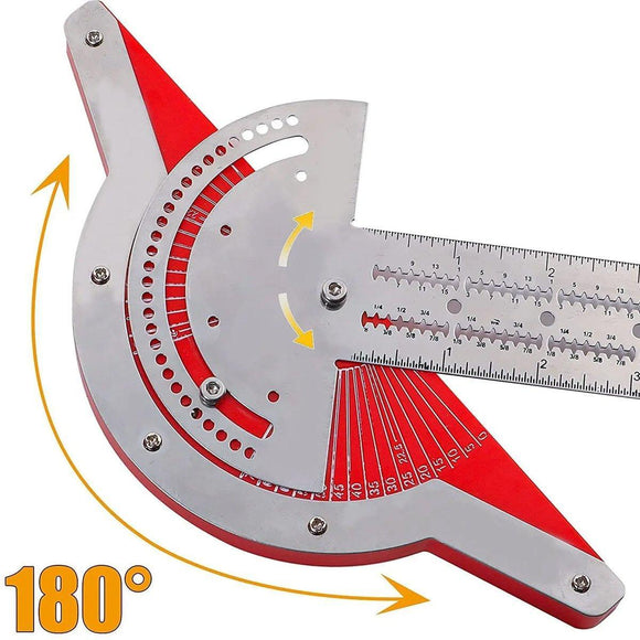 Woodworking Edge Ruler Protractor Angle Measuring Tool Carpenter - 15 inch
