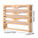 Wall Mounted Plastic Wrap Cutter Bamboo Multi Cell Kitchen Storage Box Organizer-3