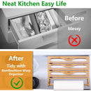 Wall Mounted Plastic Wrap Cutter Bamboo Multi Cell Kitchen Storage Box Organizer-4