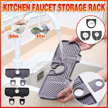 Kitchen Faucet Storage Rack Holder Soap Sponges Caddy Organizer Sink Basket Rack - Black - 0