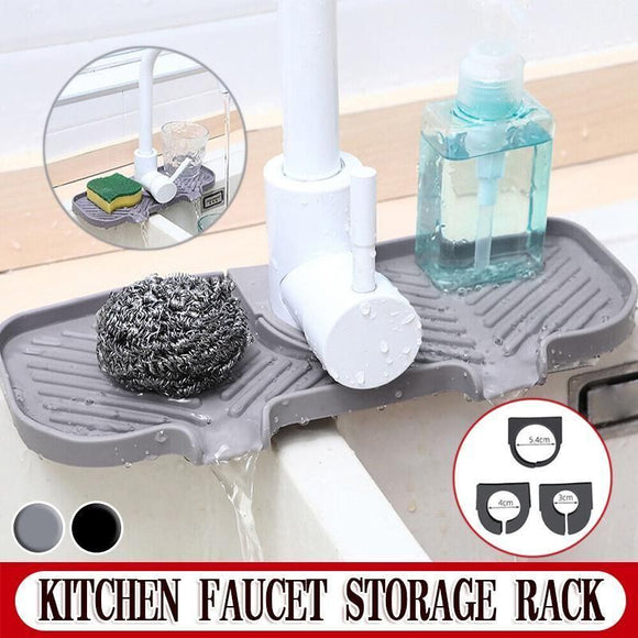 Kitchen Faucet Storage Rack Holder Soap Sponges Caddy Organizer Sink Basket Rack - Black